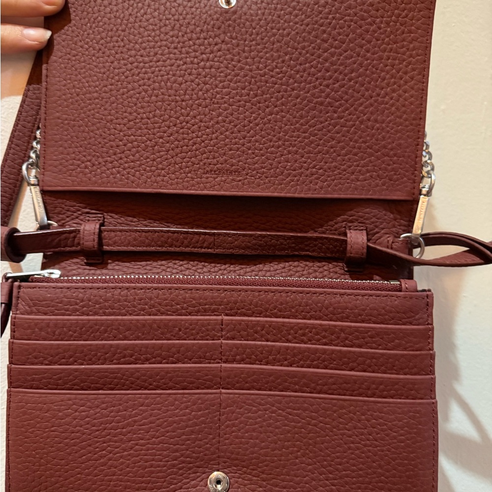NWOT All Saints Women's Burgundy Crossbody Bag - Picture 3 of 15